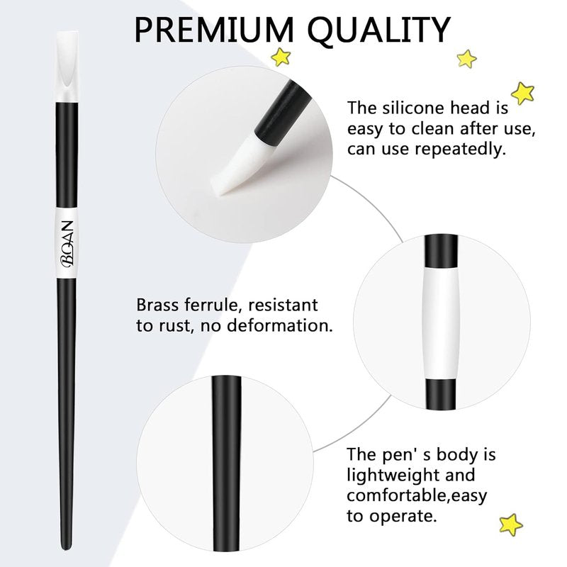 BQAN Nail Art Sculpture Pen Set - 5 Silicone Brushes for Gel & Acrylic Nails | Home Salon Tools (Black)
