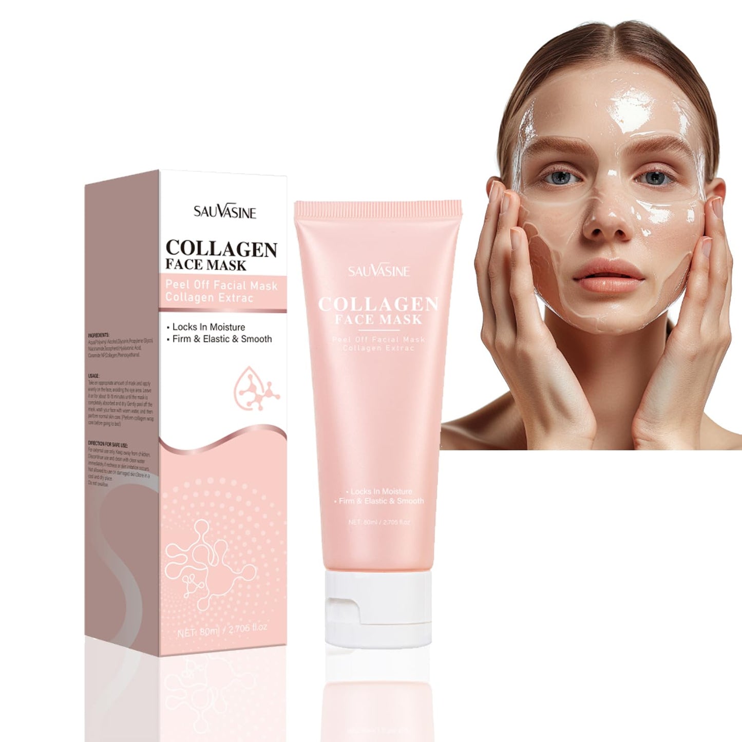 Ueseinl Collagen Wrapping Peel-Off Mask Overnight, Collagen Night Wrapping Face Mask, Hydrates & Firming Face Mask for Moisturizing & Tightening, Glowing Skin