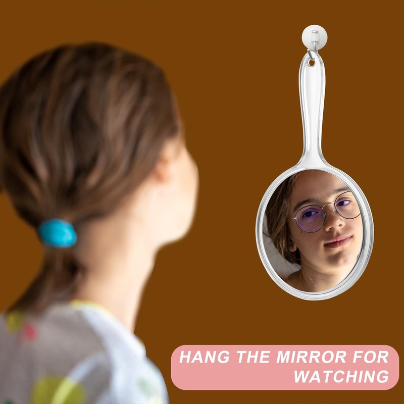 Dimeho Handheld Mirror 4.5 Inch Double-Sided Hangable Hand Mirror Acrylic Round 1X/2X Magnifying Mirrors with Handle Hand Held Wall Mount for Makeup Salon Home Barber Shaving Travel Women Men