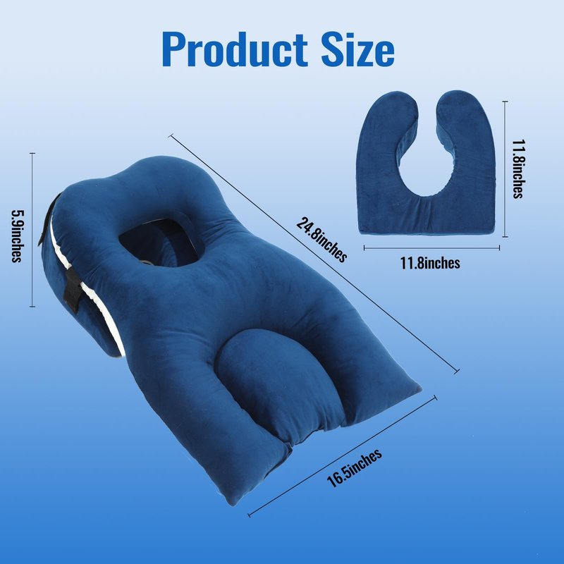 Face Down Pillow for Eye Surgery Recovery,Massage Pllow Face Down,BBL Pillow,Dual Sided Flannel &Cotton Linen Prone Support for Stomach Sleeper,with Adjustable Breathable Cushion and Grip Magic Tape