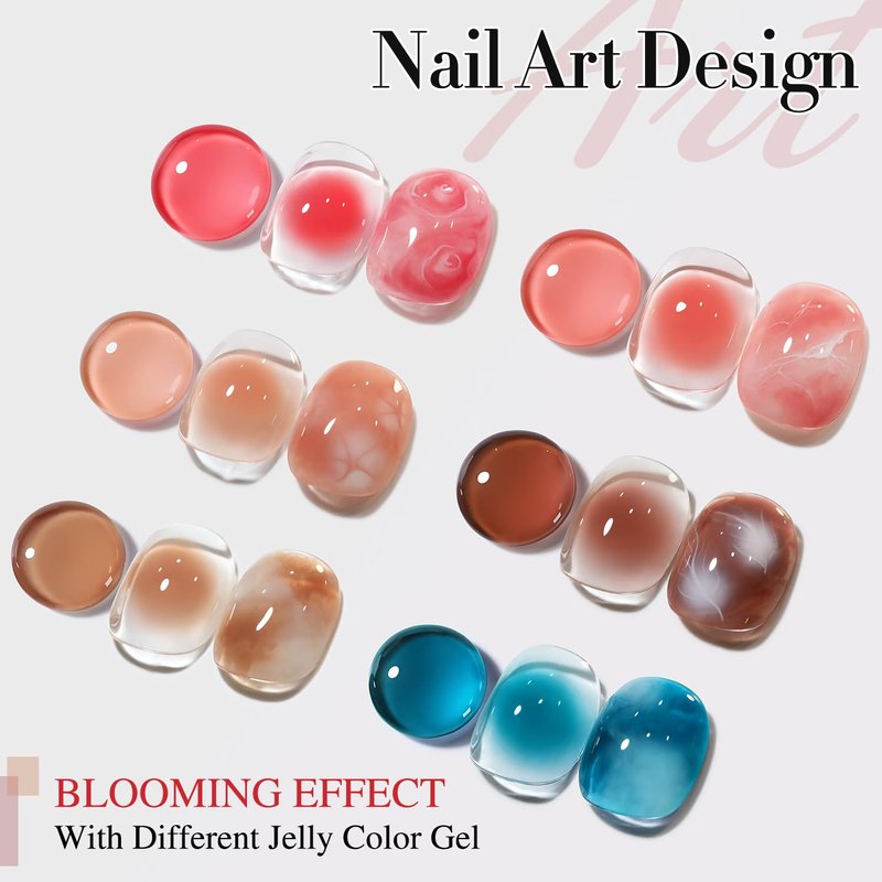 Double Rhythm 0.5 Oz Blooming Gel Nail Polish Clear Bloom Nail Art for Spreading Effect 15ML Manicure French Design Art DIY at Home (Clear)