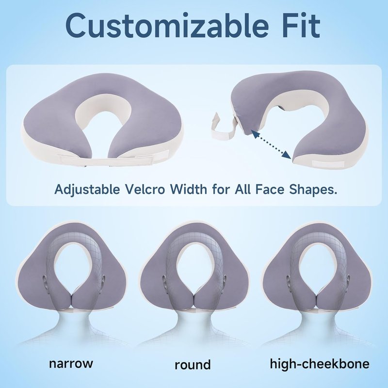 Face Down Pillow for Eye Surgery Recovery | Adjustable Prone Headrest for Retinal Detachment - Grey, Removable Cover