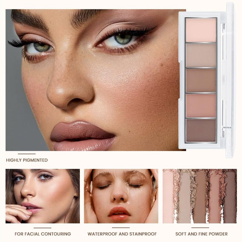 KXmzeG Nude Matte Eyeshadow Palette Makeup,5 Natural Nude Brown Light Brown Cool-Toned Natural Eye Shadow Palette Makeup, Smooth Blendable Texture, Long Lasting Naturing-Looking (02#, Pack of 1)