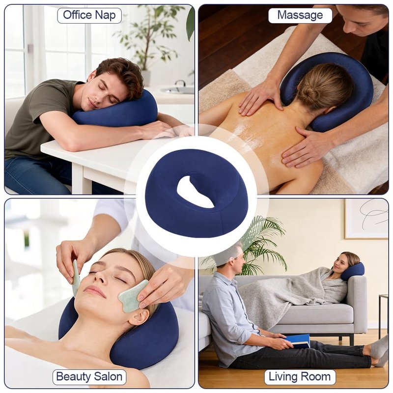 AOOSA Face Down Pillow for Massage, Massage Headrest for Bed, Face Pillow for Stomach Sleeping, BBL Pillow After Surgery Post Eye Surgery Vitrectomy Recovery, for Spa Salons Beauty Office, Dark Blue