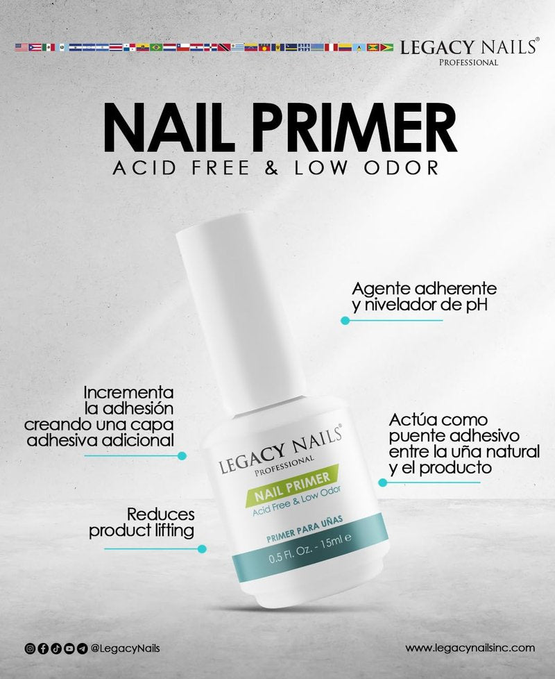 Nail Primer - Low Odor, Acid-Free pH Leveling Formula | 0.5oz/15ml