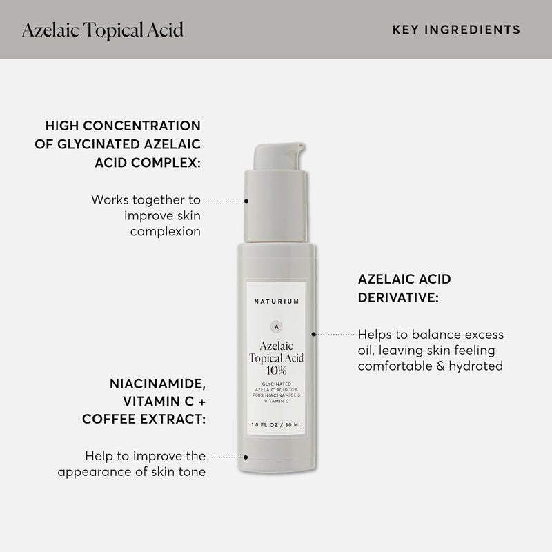 Naturium Azelaic Acid 10% Treatment | Face & Skin Care with Niacinamide & Vitamin C - 1 oz
