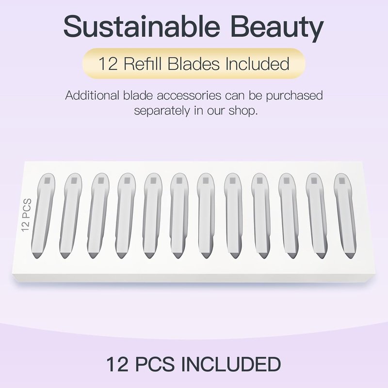 Dermaplane-razor for Women Face,Sonic Dermaplane,Sonic Dermaplaning Tool,Face Shaver Facial Hair Removal & Peach Fuzz Romover + 12 Blades (White With Gold Accent)