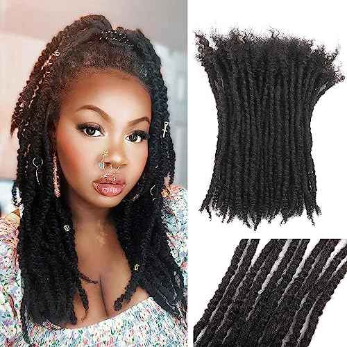 Textured Loc Extensions Human Hair, 100% Real Human Hair Dreadlock Extensions Handmade Permanent loc Extensions (#Natural Black - 0.6cm, 12 Inch 40 Strands)