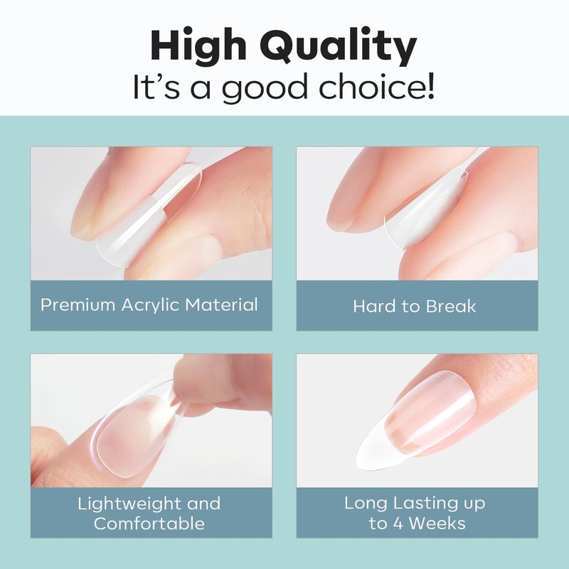 Modelones Short Almond Fake Nail Tips - 510 Pcs Full Matte Gel Kit | Pre-shaped Acrylic for DIY Salon Use