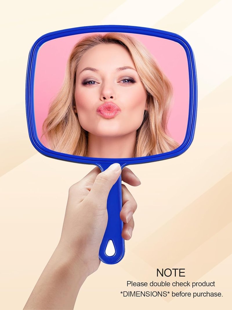 Gladmart Handheld Salon Mirror - Square Barber Hairdressing Mirror with Handle | Blue 7.4 x 10.3 Inches