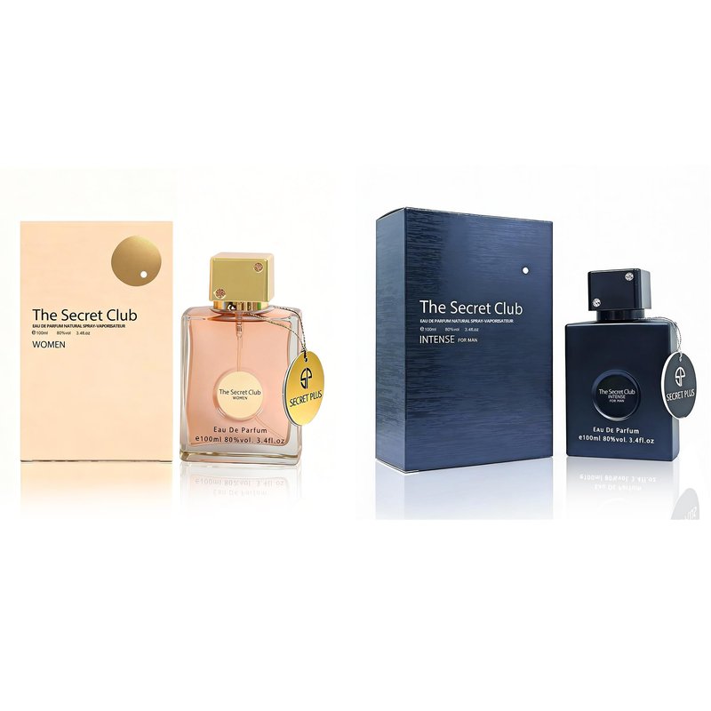 A CENTER Perfume Couple Set The Secret Club Intense & The Secret Club Women Cologne,Long Lasting Sweet Scent for Women/Men Fragrance 2x100ML