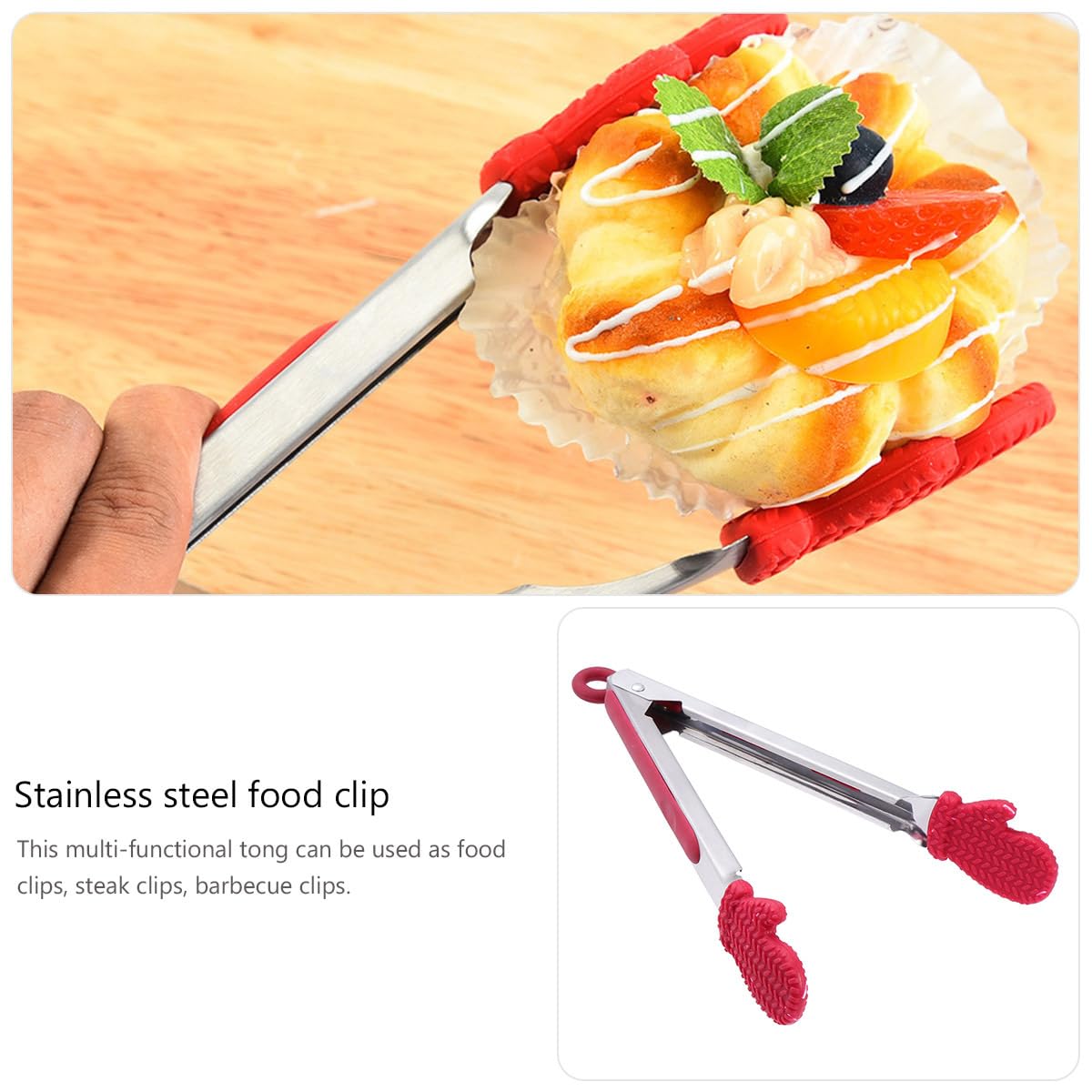 Hemoton Christmas Silicone Tongs,Kitchen Tongs for Cooking Non Stick Cooking Kitchen with Silicone Tips Stainless Steel Food Serving for Grill, Baking,Salad,BBQ,for Xmas Party