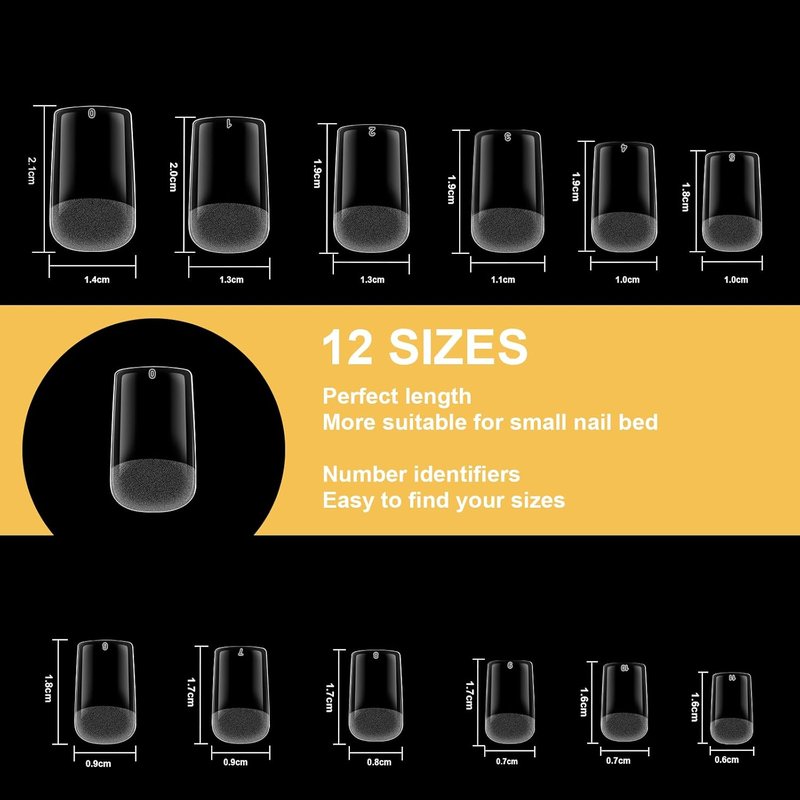 EODCI Gel Nail Tips - Short Square 600Pcs Soft Clear Full Cover False Nails for Easy Extensions