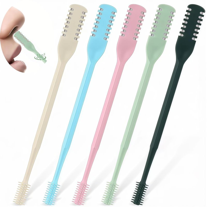KTBKGV 2-in-1 Nasal Hair Cutter, Double Sided Nose Hair Cutter, Portable 360° Rotating Manual Nose Hair Trimmer for Men and Women (Multicolor-5PCS)