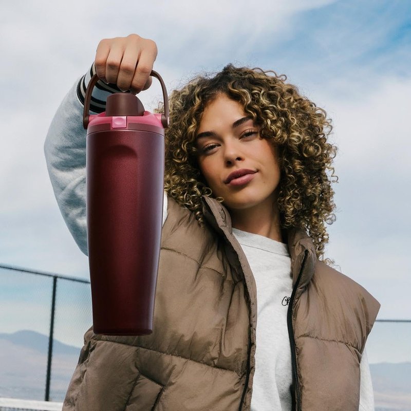 Owala FreeSip Sway Insulated Water Bottle - 30oz Stainless Steel, Two-Way Spout & Built-In Straw | Black Cherry