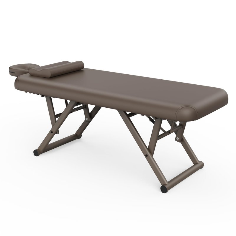 pouseayar Adjustable Massage Table with Face Pillow & Headrest, Sturdy and Solid, Silent and Easy to Adjust for Treatment Table Physical Therapy Table Spa Facial Bed - Fixed Backrest, Brown