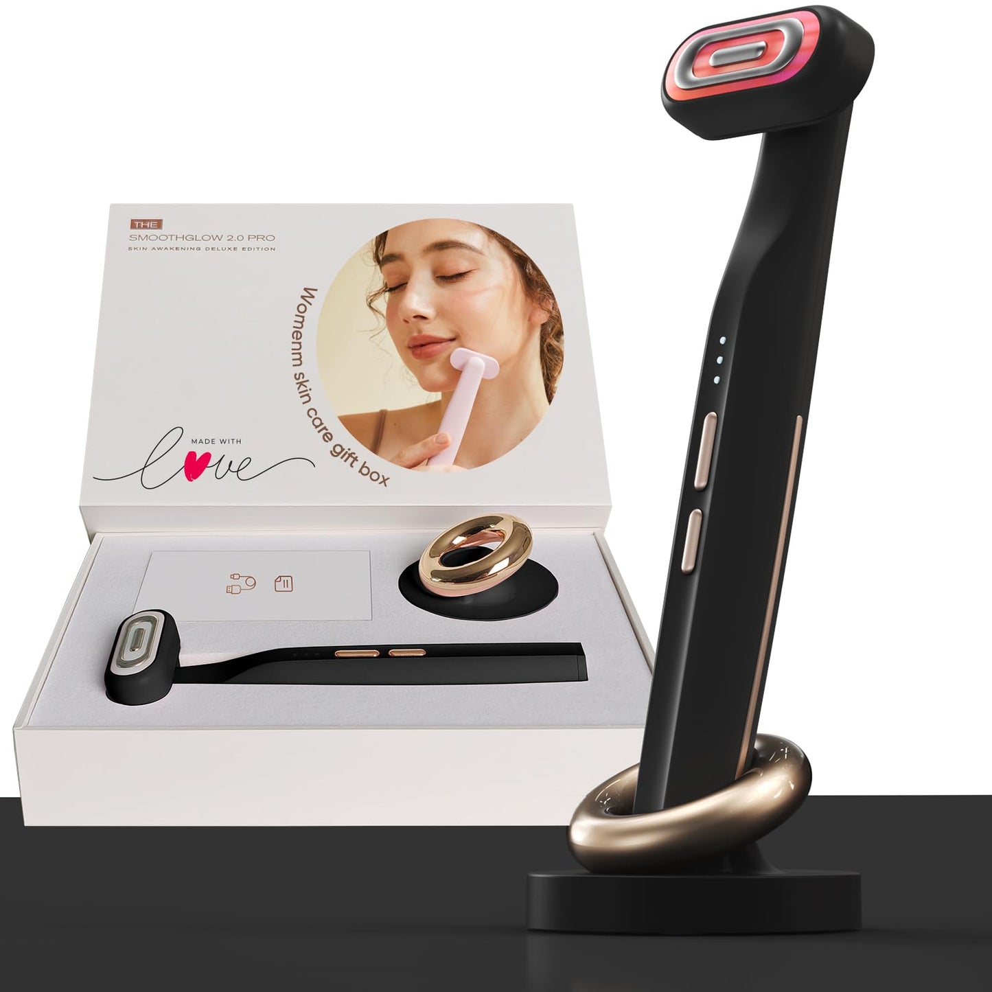 SMOOTHGLOW 2.0 PRO Awakening-4D 9-in-1 Red Light Therapy for Face, Home Radiant Renewal Facial Wand, LED Light Therapy Wand for Face Lift, Firm, Anti-Aging Wrinkle, Rejuvenation, Gift Set for Women