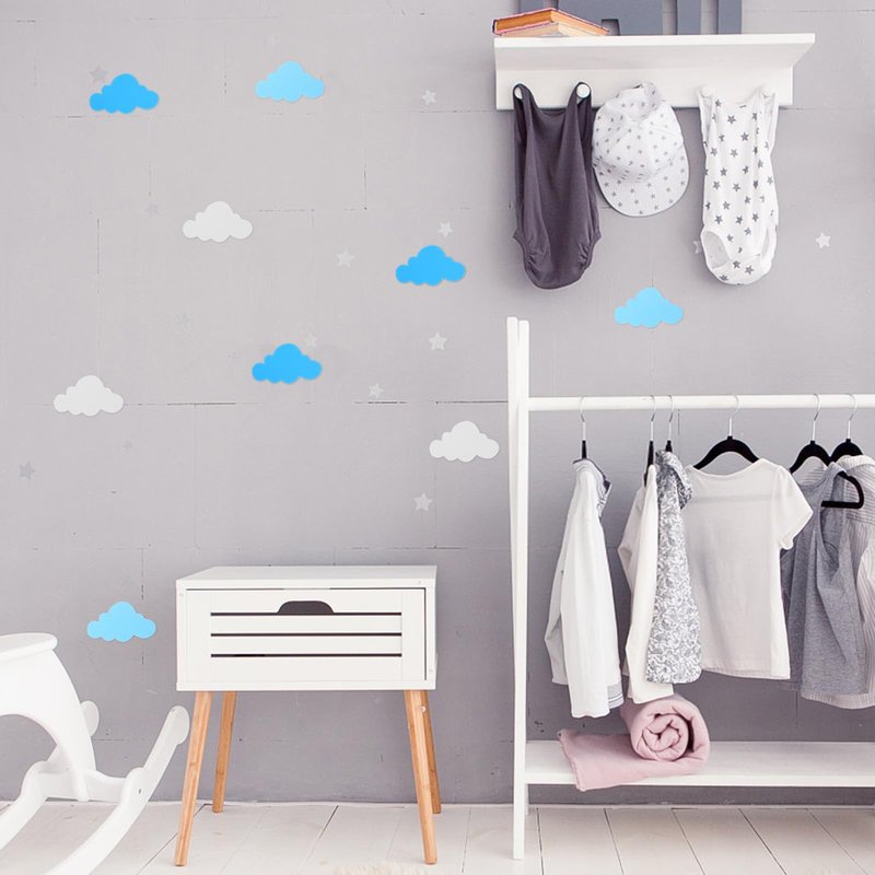 Clouds Wall Stickers EVA Wall Decal Self Adhesive Wallpaper Decoration for Kindergarten Classroom Clouds Kids Stickers DIY Crafts 24pcs 4.7X2.8in