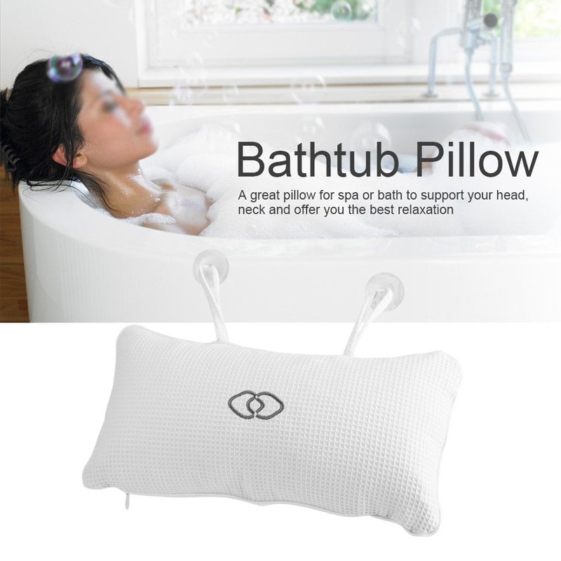 Nikou Bathtub Spa Pillow - Bath Cushion Bath Pillows White - Spa Pillow with Suction Cups,Supports Neck and Shoulders,for Hot Tub Home Spa Jacuzzi Bathtub Head Rest, Comfortable & Soft