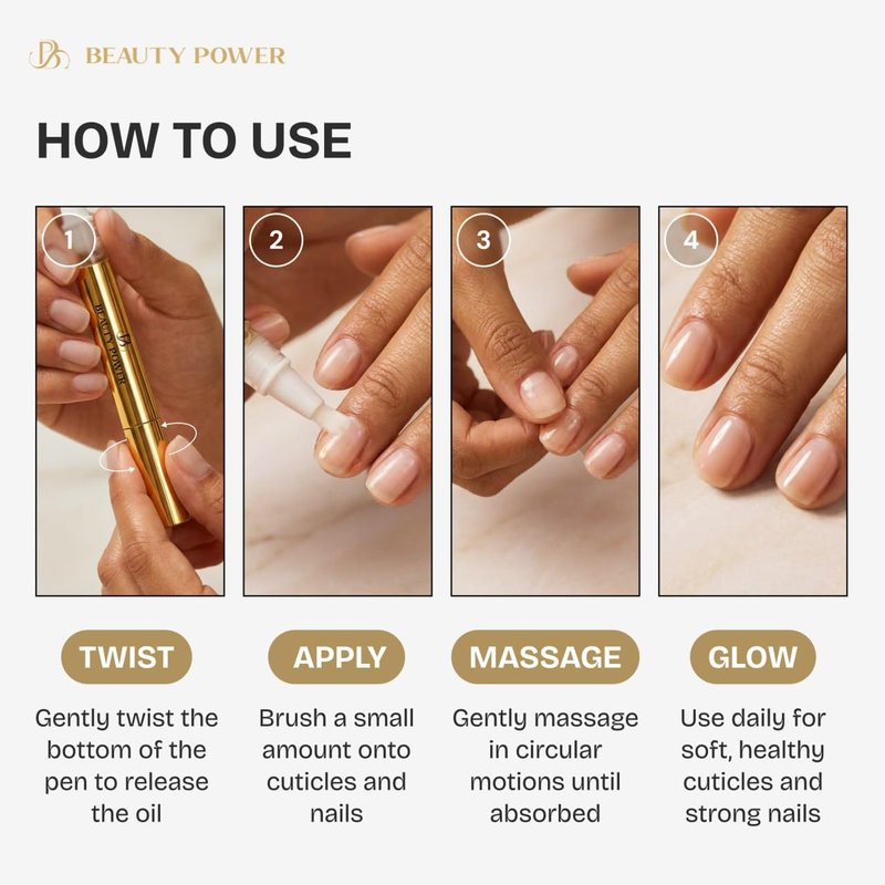 Nail Strengthening Cuticle Pen - Beauty Power Oil with Vitamin A, D, E & Natural Oils | Lemon Scented