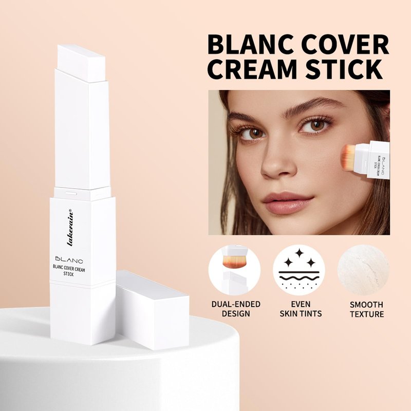 Color-Changing Cream Foundation Stick with Skincare Formula – Medium to Full Coverage, Dewy & Glowy Finish, Dual-Ended with Detachable Brush for Seamless Blend (#3 Natural)