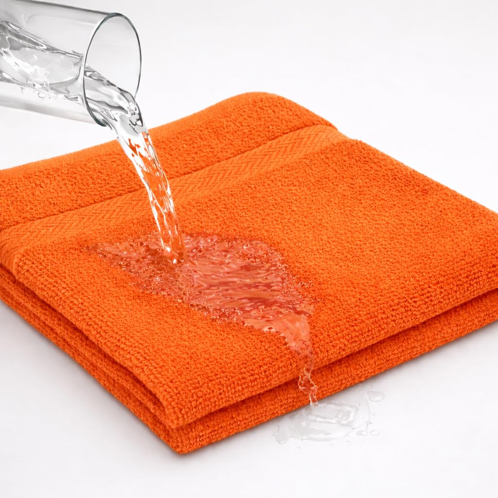 The Holy South 16x27 | 3-Pack | Quick Absorbent & Dry, 100% Cotton | Terry Hand Towels, for Bathroom, Fitness, Gym, Spa, Nail Salon Hand and Face Towels (Orange) 3 Count