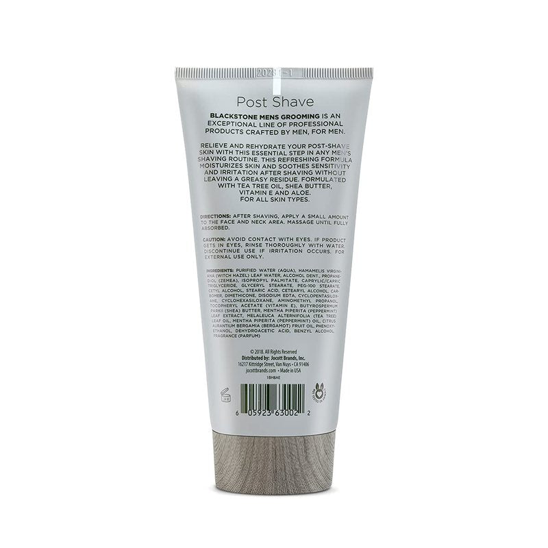 Blackstone Men's Grooming Post Shave Moisturizer with Tea Tree Oil, Shea Butter, Vitamin E, & Aloe | Soothing Cooling Balm | & Paraben Free | Sandalwood (6 oz)