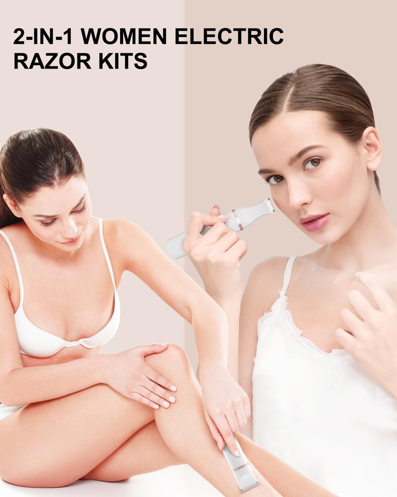 Bikini Trimmer for Women,Painless Electric Razor & Body Shaver for Pubic Hair,IPX7 Waterproof Hair Trimmer Women with Ceramic Blades,USB Rechargeable,Wet/Dry Use,Gifts for Women（White）