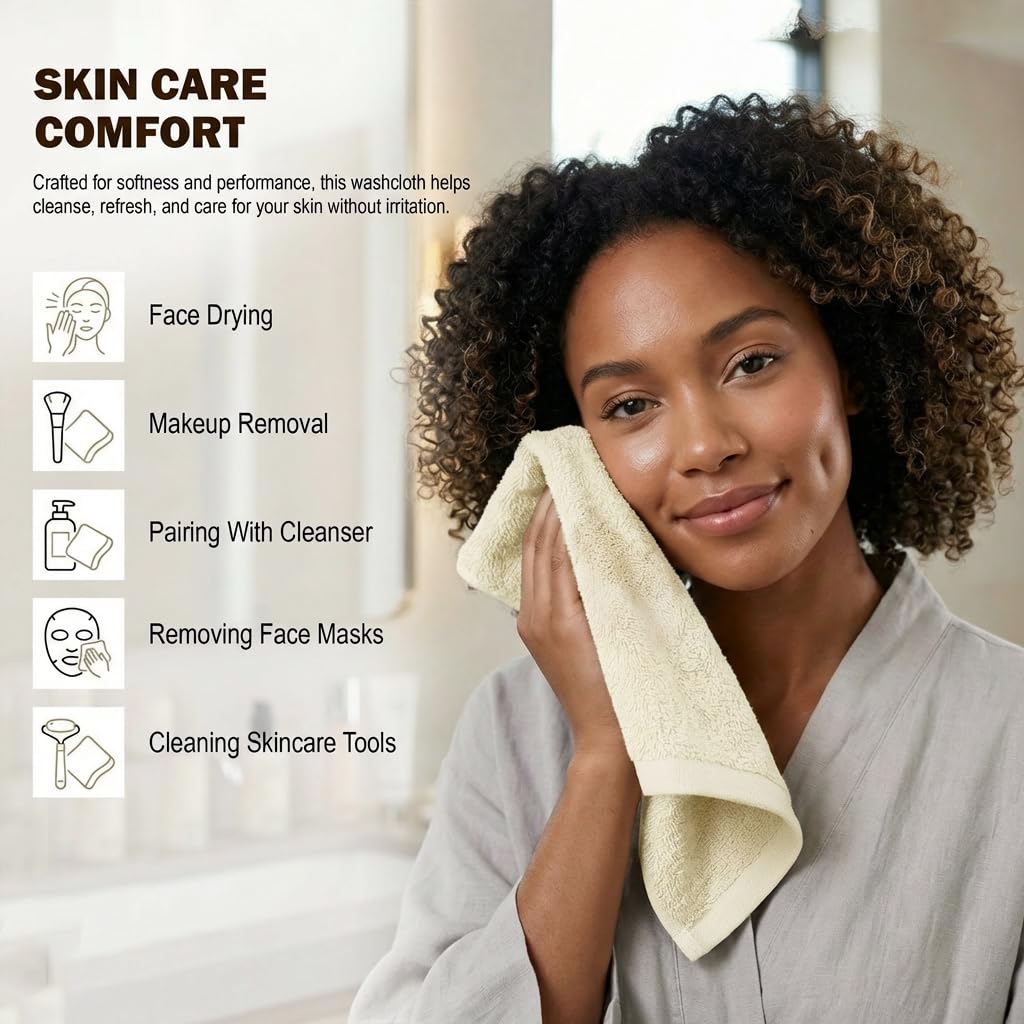 Utopia Towels 24 Pack Cotton Washcloths Set - 100% Ring Spun Cotton, Premium Quality Flannel Face Cloths, Highly Absorbent and Soft Feel Fingertip Towels (Ivory)