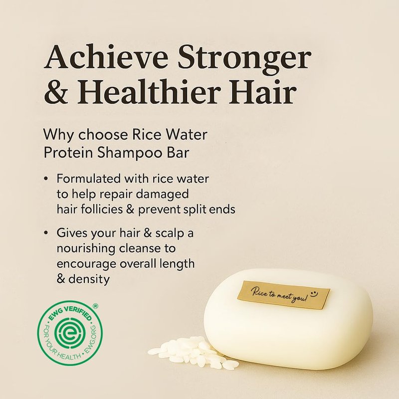 mimosu Hair Growth Shampoo Bar, Fermented Rice Water 2-in-1 Shampoo & Conditioner, 5oz, Unscented, pH Balanced, Solid Bar for Oily Hair, Korean Hair Care