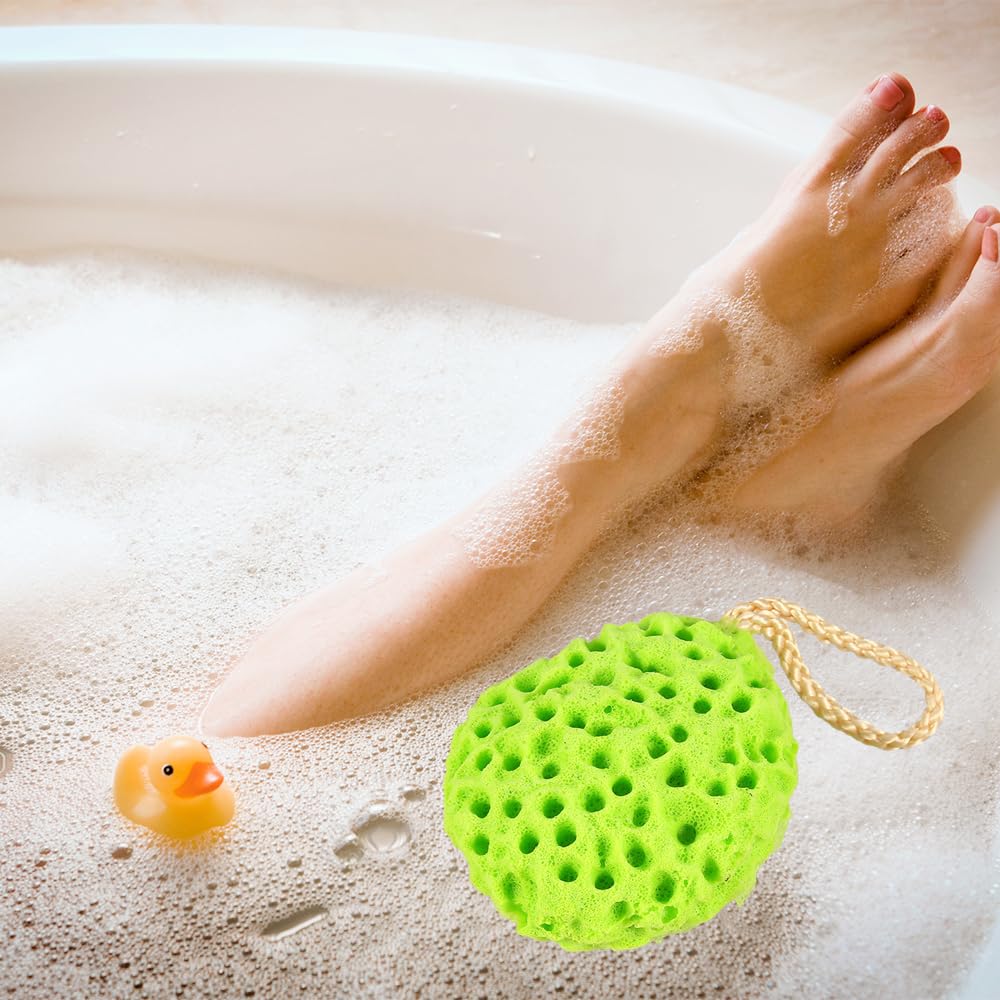 BORDSTRACT Shower Sponge, 3.3 x 2.8in Soft Adult Bath Foam Loofah Sponge, Body Shower Spa Exfoliator Cleaning Bath Ball Body Scrubber(Orange)