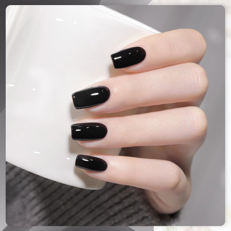 GAOY Black Gel Nail Polish, 16ml Color 1001 Soak Off UV Light Cure Gel Polish for Nail Art DIY Manicure at Home