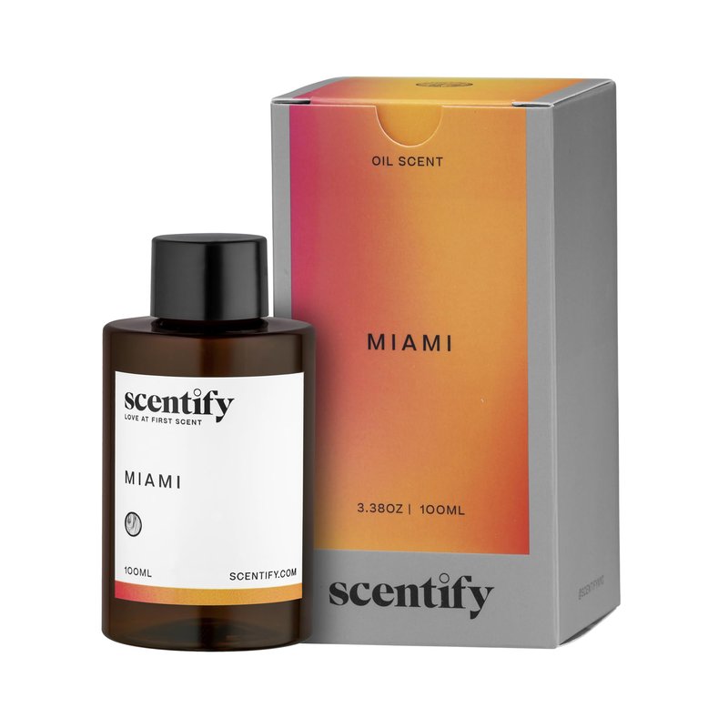 Scentify Miami Aroma Oil Refill Scent for Oil Diffusers - Creamy, Cashmere, Sandalwood, Musk Scents - Luxurious Relaxing Aromatherapy Diffuser Fragrance 100ml, 3.38 oz