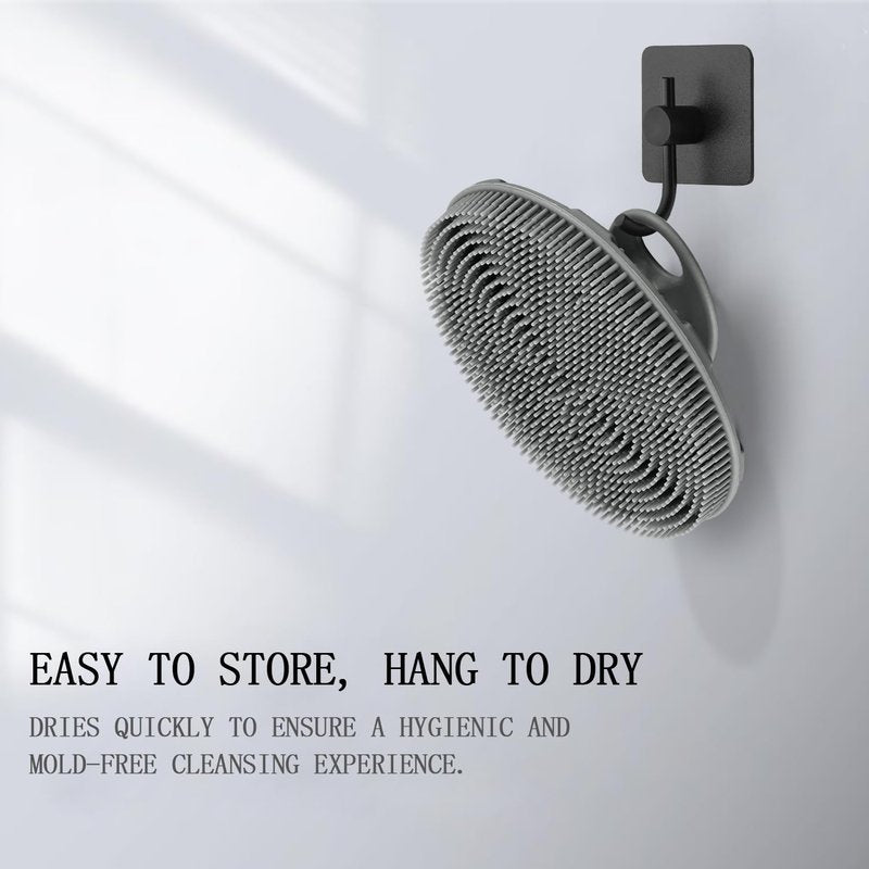 INNERNEED Food-Grade Soft Silicone Body Scrubber Shower Brush Handheld Cleansing Skin Brush, Gentle Exfoliating and Lather Well (Black+Gray)