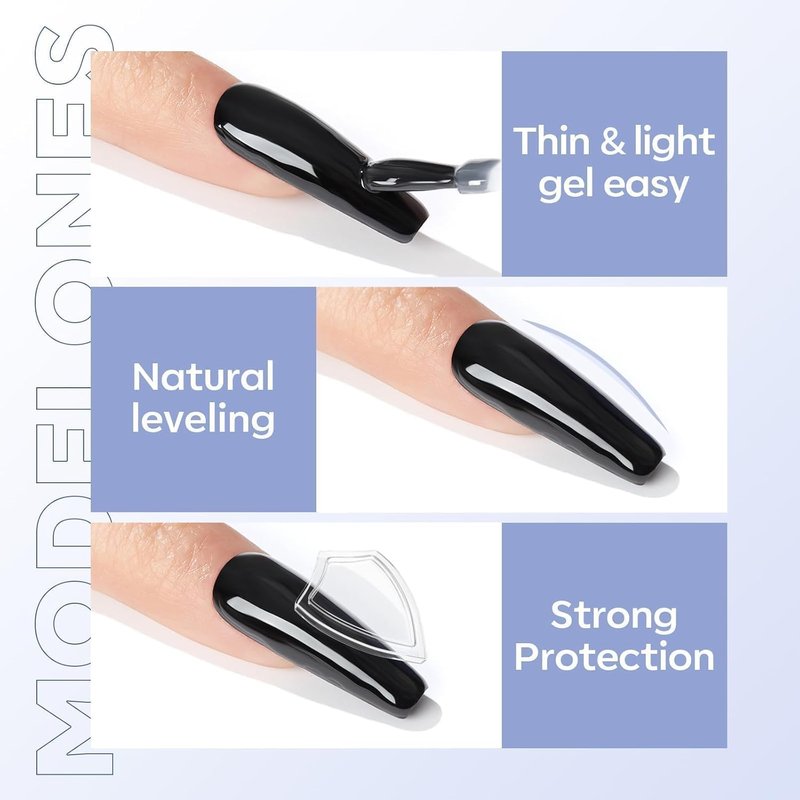 Modelones Gel Polish - No Wipe Top Coat for Acrylic Nails | Clear Glossy Finish, 10ML (2 Pcs)