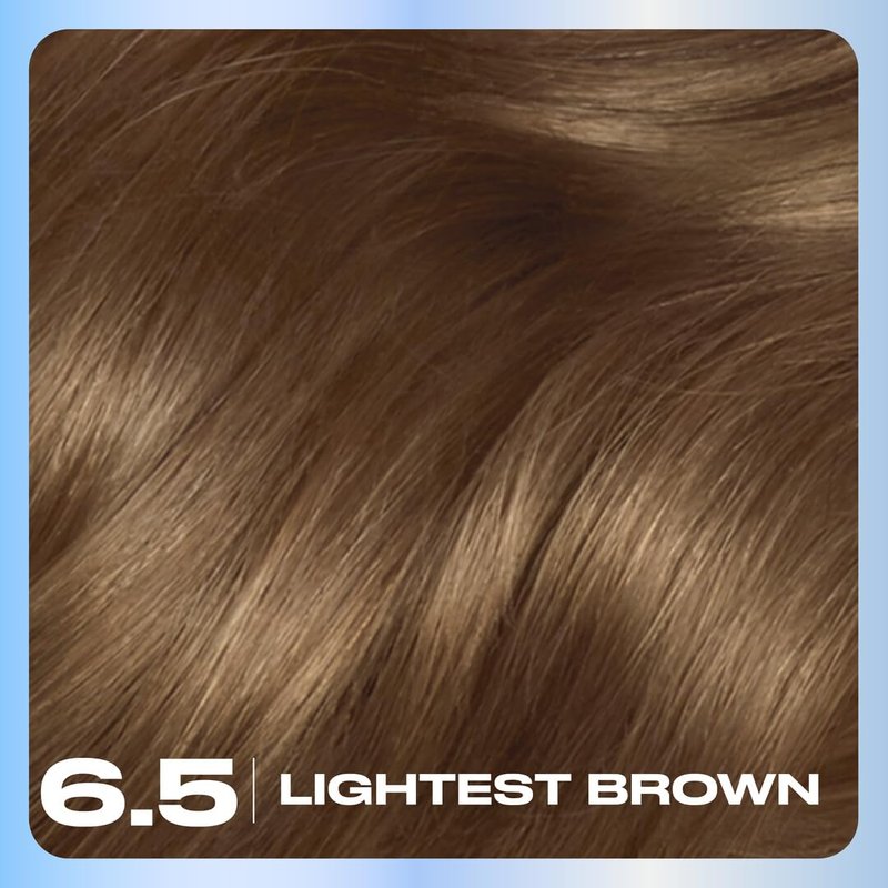 Clairol Nice'n Easy Permanent Hair Dye, 6.5 Lightest Brown | 100% Gray Coverage | Long‑Lasting, Natural‑Looking Color & Shine | Pack of 3