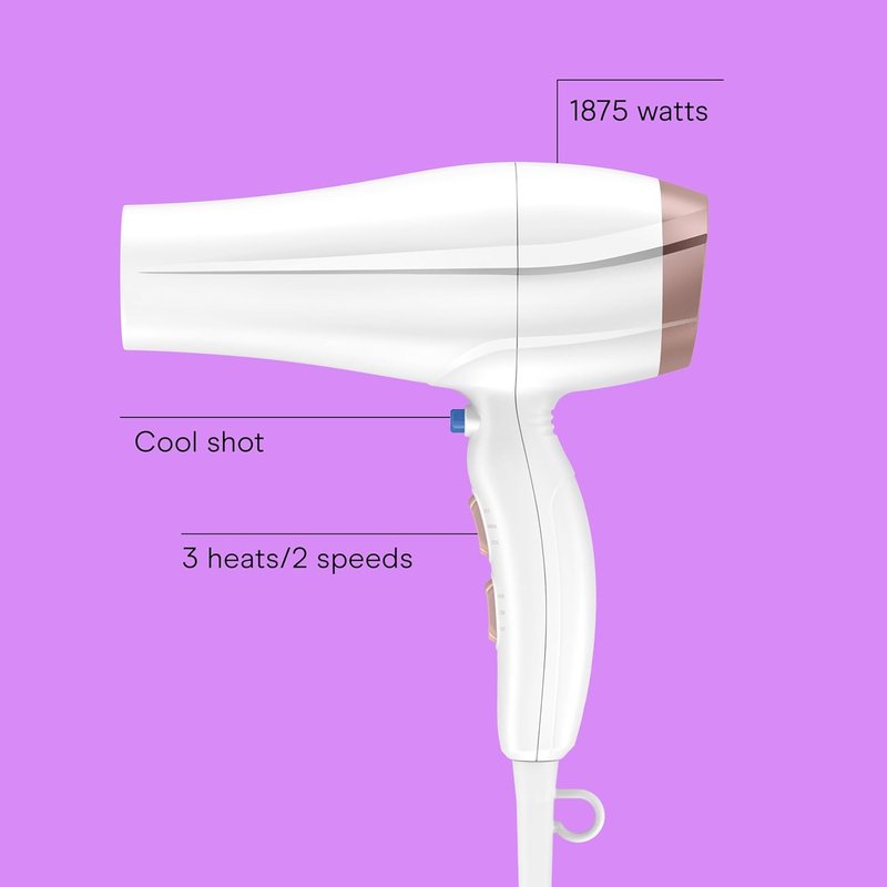 Conair Double Ceramic Hair Dryer - Ionic Conditioning for Smooth, Shiny Hair | Includes Concentrator