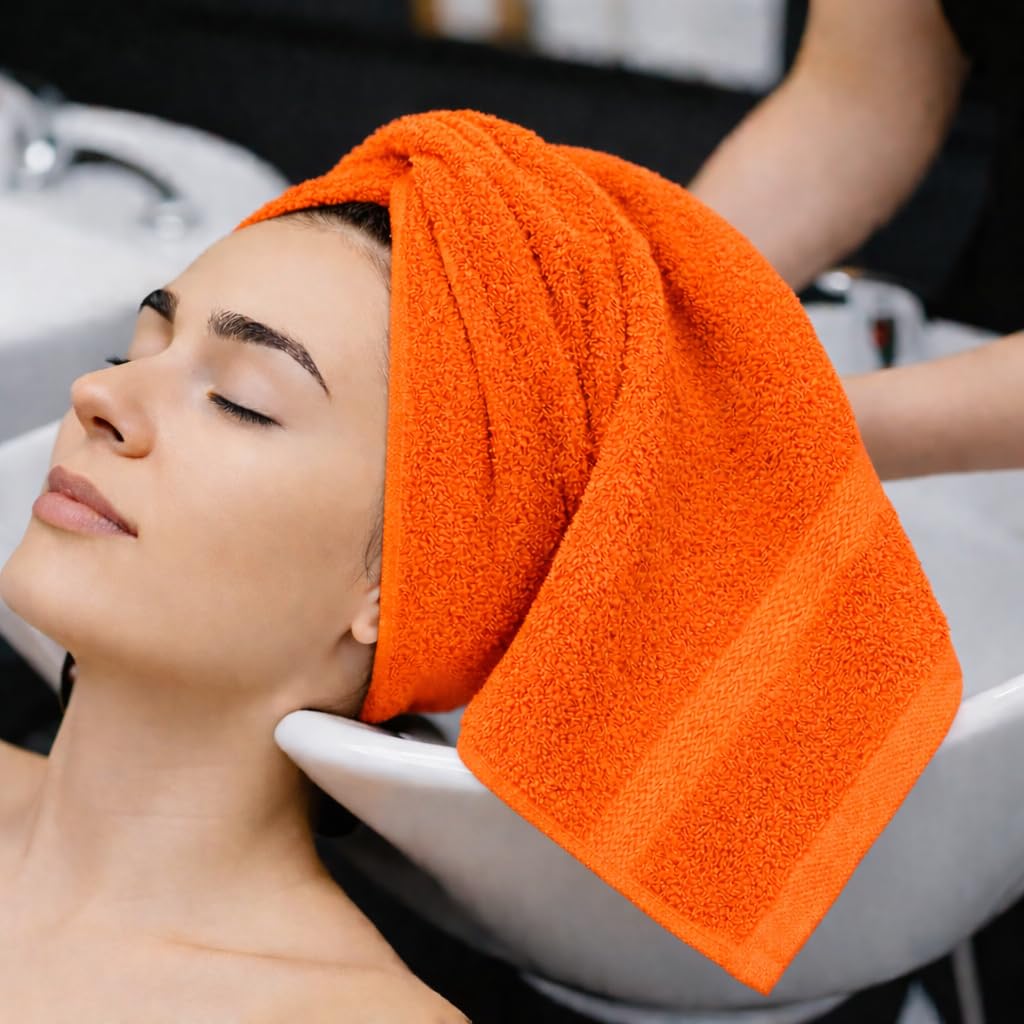 The Holy South 16x27 | 3-Pack | Quick Absorbent & Dry, 100% Cotton | Terry Hand Towels, for Bathroom, Fitness, Gym, Spa, Nail Salon Hand and Face Towels (Orange) 3 Count