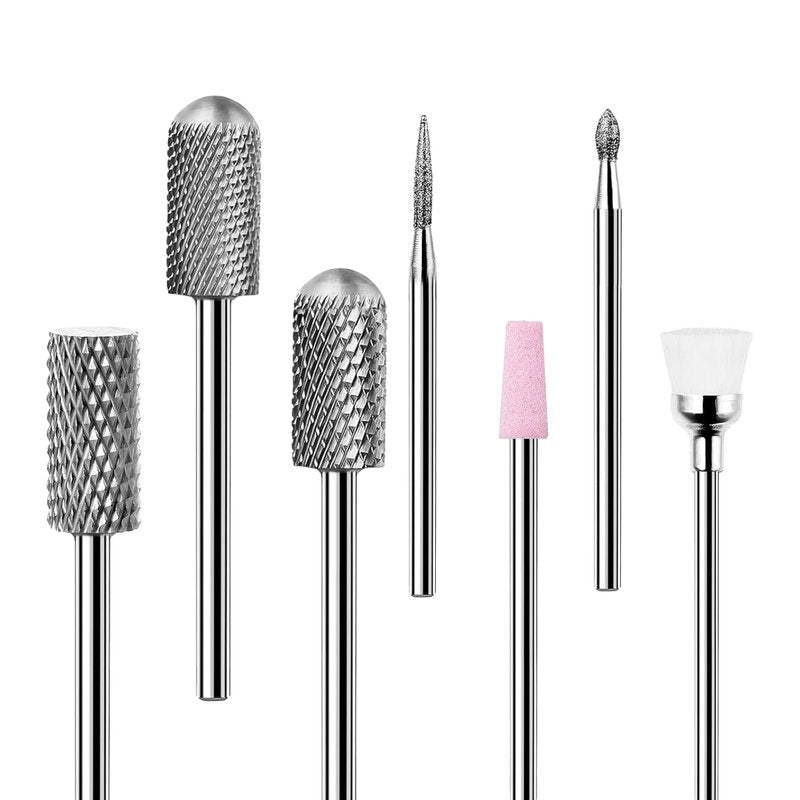 Nail Drill Bits Set - 7 Pcs 3/32 Inch Shank for Acrylic & Gel Nails | Nail Art Tools for Manicure & Pedicure