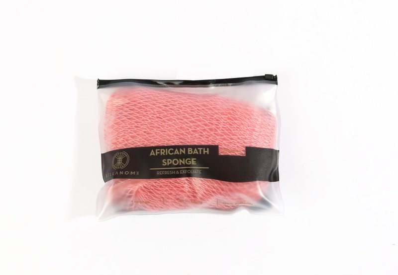 BELLANOMI African Exfoliating Net Sponge, Authentic, Ethically sourced from Nigeria, 45 inches Long, Back Scrubber for Daily use (Blush)