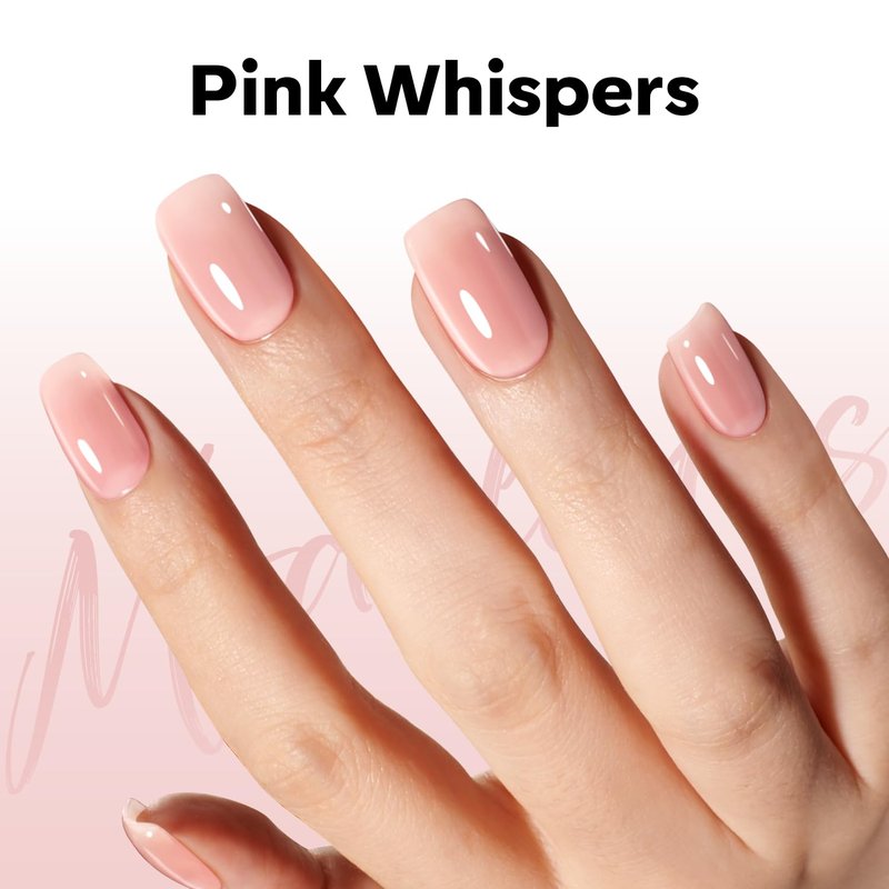 modelones Pink Gel Nail Polish Nude Pink Nail Polish Jelly Sheer Natural Translucent Soak Off U V Gel Clean Girl Valentine Nails for Women Nail Art French Tip Manicure 15 ML