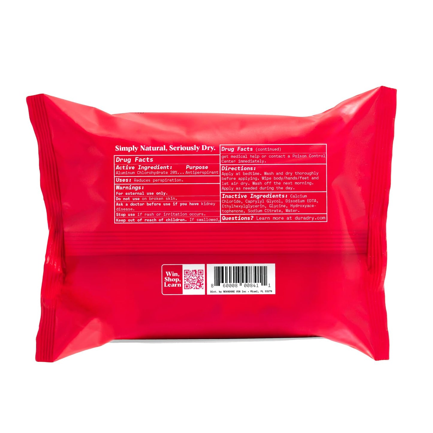 Duradry Sweat Control Body Wipes – For Under Boobs, Chest, Groin, Underarms, Hands, and Feet – Quick Drying, Travel-Friendly, Unscented, Pack of 1