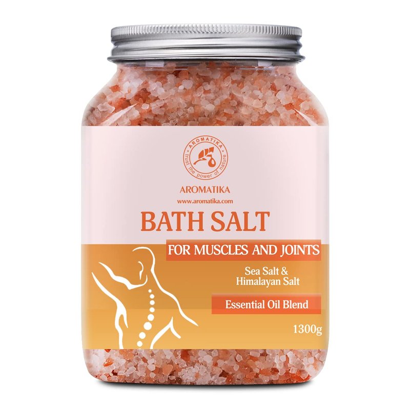 Joint & Muscle Bath Sea Salts 46 Oz (1300g) - w/Essential Oils Lavender & Sage & Rosemary - Natural Sea Salts - Detoxifies - Relaxation - Body Care