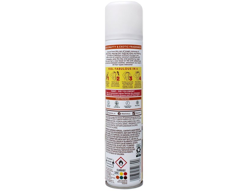 Batiste Dry Shampoo, Tropical Fragrance, Refresh Hair and Absorb Oil Between Washes, Waterless Shampoo for Added Hair Texture and Body, 6.73 OZ Dry Shampoo Bottle pack of 2