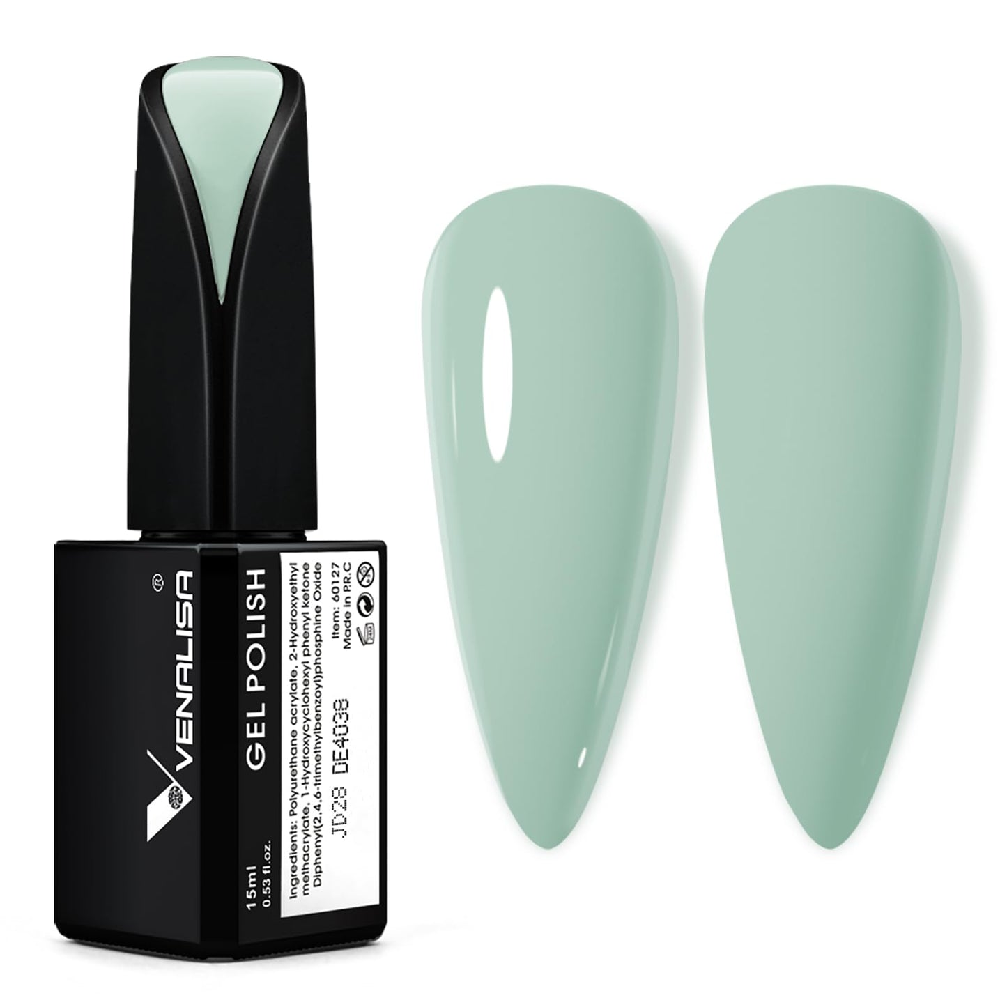 VENALISA 15ml Sage & Mint Light Green Gel Nail Polish, Olive Pastel Green Color, Soak Off UV LED Nail Gel Polish, Nail Art Starter Manicure Salon DIY at Home, 0.53 OZ
