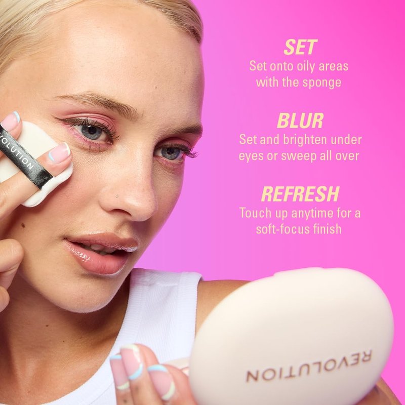 Revolution, Powder Pops Instant Blur Setting Powder, Talc-Free, Controls Shine with Smooth & Blurring Finish, Vegan & Cruelty-Free, Rose