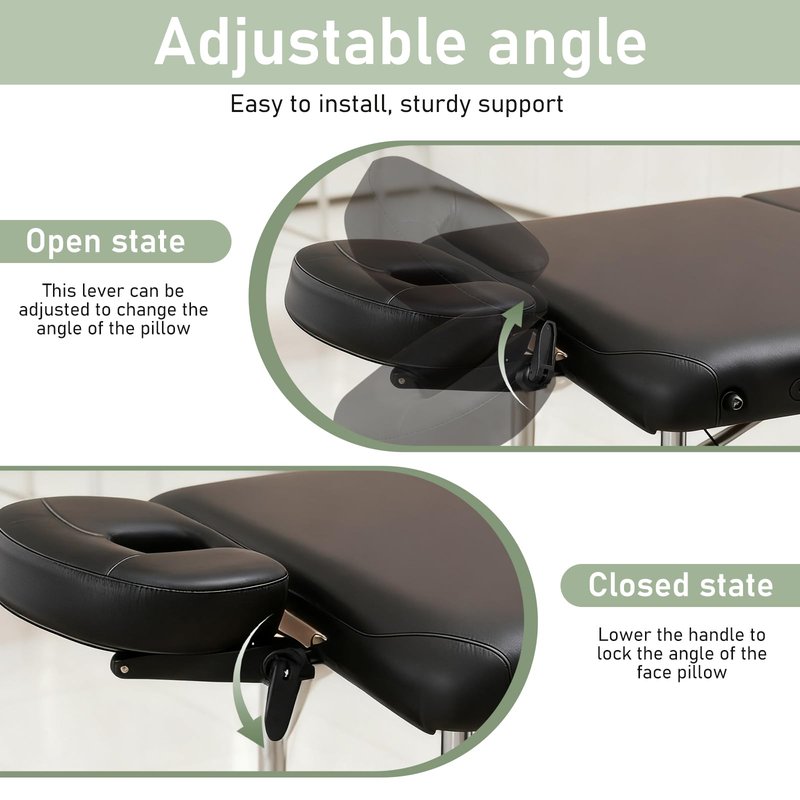 KAWFLYQA Massage Headrest for Bed, Adjustable Massage Face Cradle at Home, Bed Massages Head Holder Massages Attachment for Mattress, Face Down Pillow After Eye Surgery (Black)