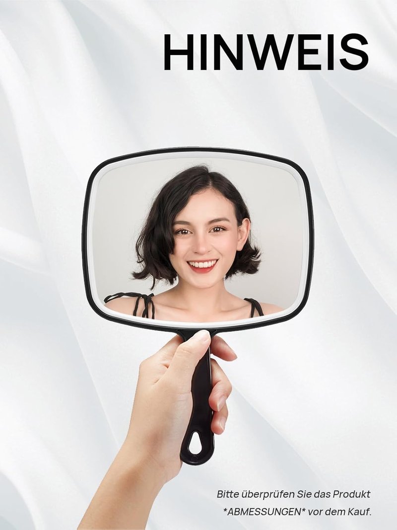 OMIRO Hand Mirror Black Hand Mirror with Handle Square Large (Pack of 3)