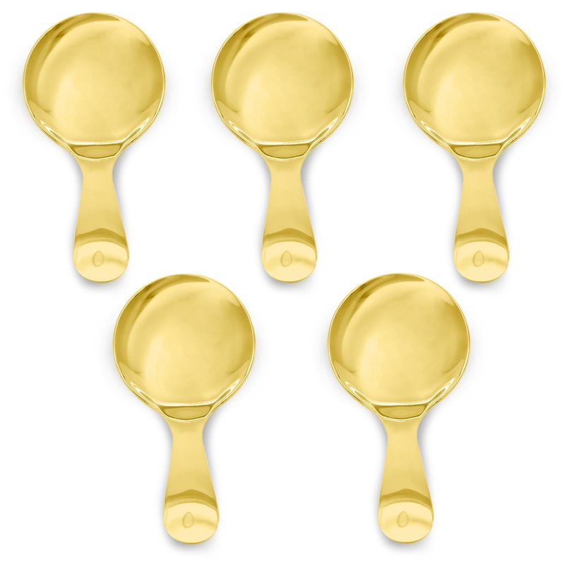 Cionyce 5 Pack of Stainless Steel Mini Spoons - Ice Cream Spoon Short Handle, Perfect for Condiments, Desserts, Tea, Coffee - Gold Spoons