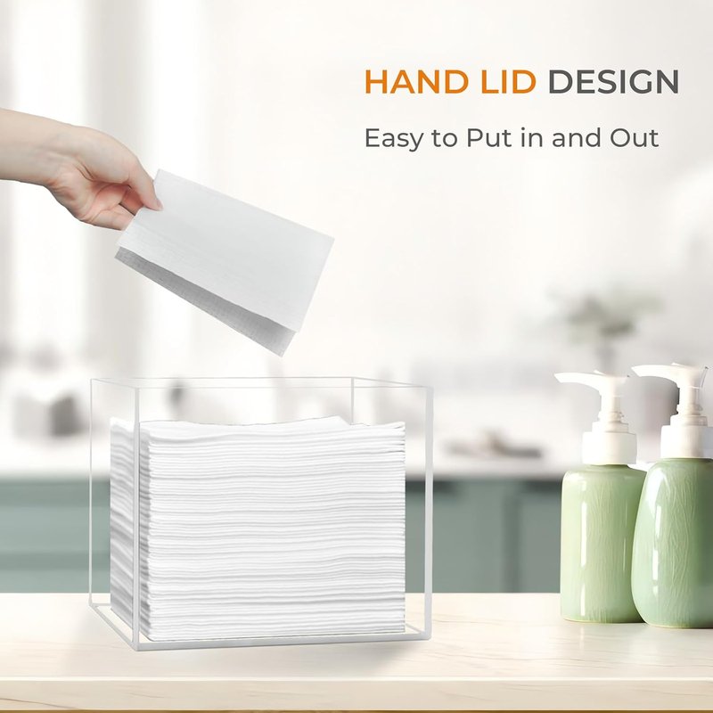 Acrylic Face Towel Holder - Stylish Storage Box for Face Towels & Makeup Remover Cloths | Compact Design